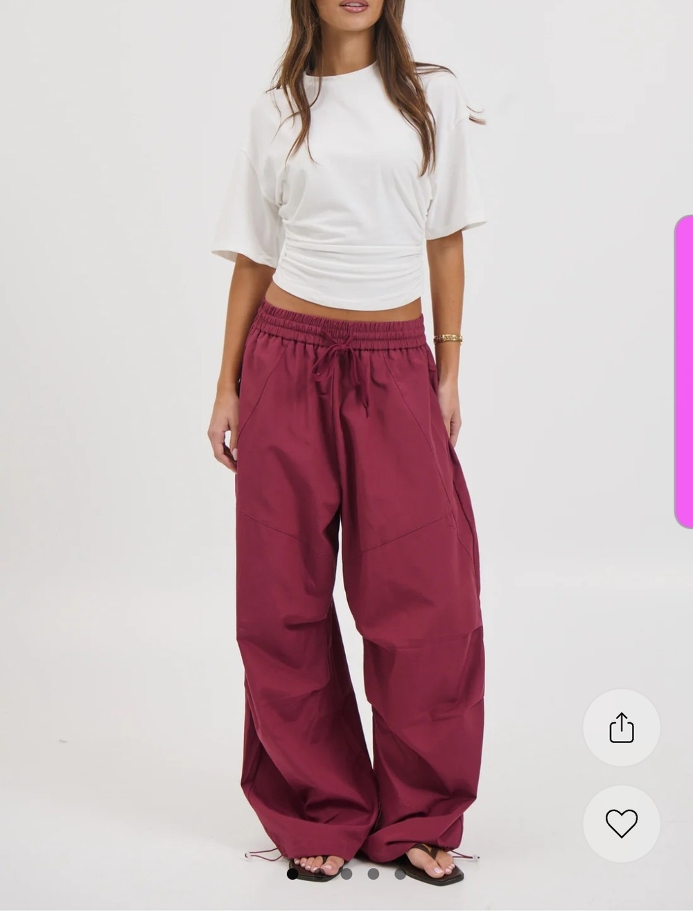 Bronze Snake Lavinia Women's Wide Leg Drawstring Pants in Wine